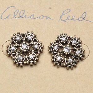 Allison Reed Gold Rhinestone Crystal Round Stud Post Fashion Earrings ~ NEW